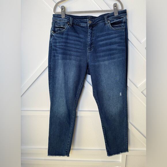 Kut From The Kloth High Rise Stretch Ankle Straight Leg Raw Hem Jeans Size 18W - Picture 1 of 10